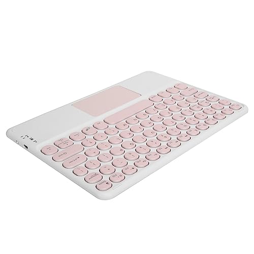 ASHATA Kabellose Tastatur Runde Tastenkappe -Tastatur mit Integriertem Touchpad Ultraflache -Tastatur mit Ergonomischem Design Stabile Verbindung (Rosa) von ASHATA