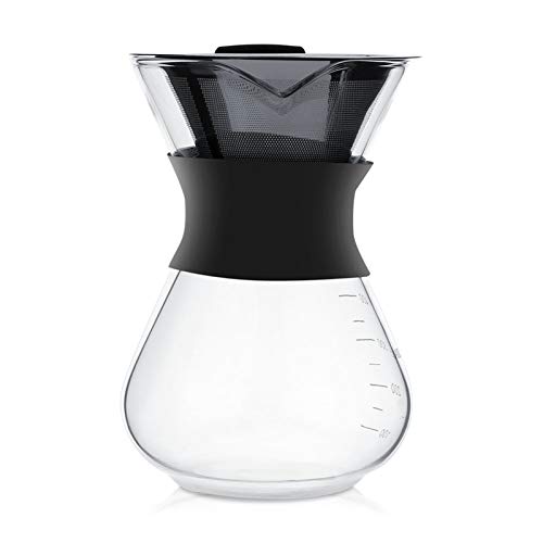 ASHATA Kaffeebereiter Kaffeekanne, 400ML Pour-Over Kaffeezubereiter Manuelle Kaffeebereiter,Pour Over Kaffeemaschine Glas Kaffeekanne mit Edelstahlfilter für Aufbrühen des Kaffees von ASHATA