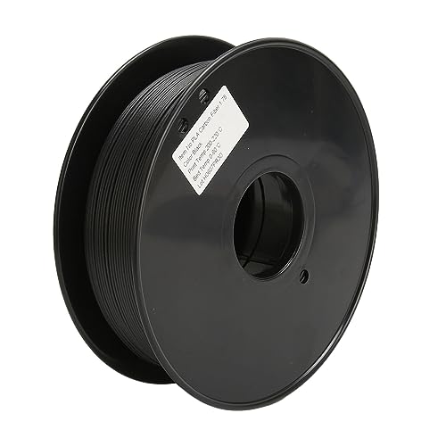 ASHATA Kohlefaser-Filament 1,75 Mm, Kohlefaser-Filament mit Spulen, PLA-Rolle, 1 Kg Spulengröße, Genauigkeitsfehler 0,03 Mm, Mattes Druckfilament für 3D-Drucker, Schwarz von ASHATA