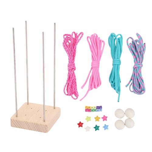 ASHATA Monkey Fist Weaving Kit, Paracord Ball Making Material Pack mit Holz Basis, Edelstahl Stangen 4 Farbe Seile für Schlüssel Bund Rucksack Outdoor Craft von ASHATA