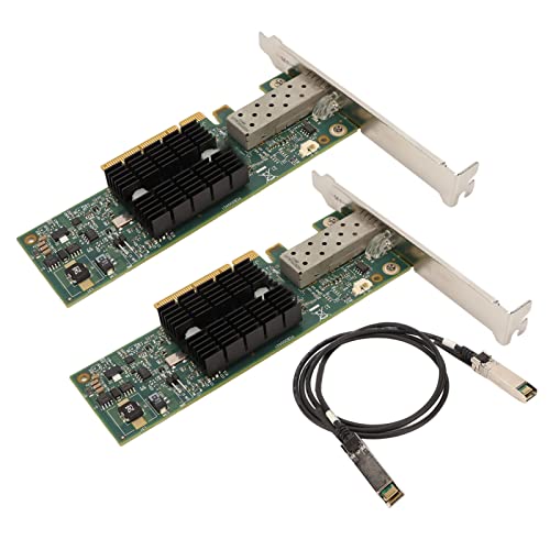 ASHATA PCI E NIC-Netzwerkkarte, 2 Stück MNPA19 XTR 10 Gb SFP PCIE-Netzwerkkarte mit 3,28 Fuß Konvertierungskabel Pice-Netzwerkadapterkarte für Windows für PC von ASHATA