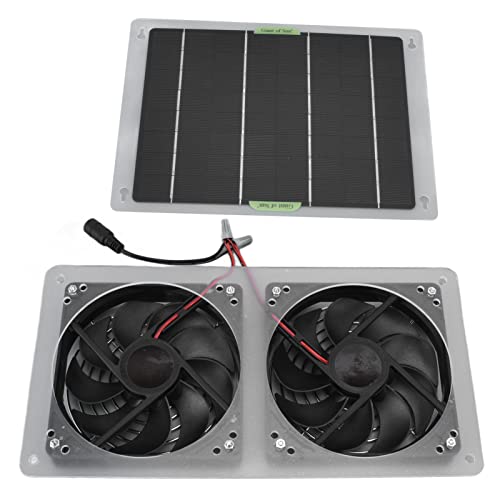 ASHATA Solar Panel Fan Kit 100W 12V wasserdichter tragbarer Dual-Fan Outdoor-Solarlüfter für Wohnmobil-Gewächshaus-Haustiere von ASHATA