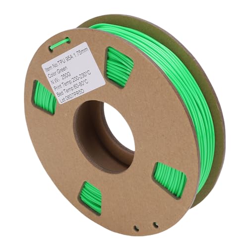 ASHATA TPU 3D Druckerfilament, 1,75 Mm Minimales Verzerrung Flexibler Filament mit Starker Bindungsölwiderstand, für 3D Drucker Schuhdose Uhren Bänder Drohnenteile (GREEN) von ASHATA