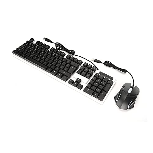 ASHATA Tastatur-Maus-Kombination, Leichte und Tragbare USB-Tastatur-Maus T6-Mäuse-Tastatur-Set Büro-Tastatur-Maus-Kombination für Desktop-Laptop-Notebook (Black) von ASHATA