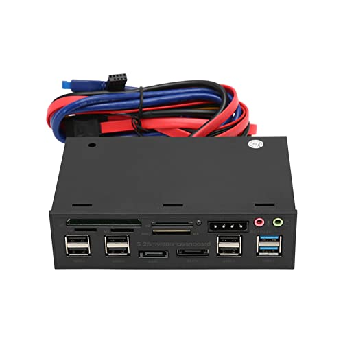 ASHATA USB 3.0-Frontpanel-Hub, Medien-Frontpanel-Adapter, 5-Gbit/s-Übertragungs-LED-Anzeige, Unterstützt M2 TF MMC MS CF, Unterstützt Maximal 256 GB Speicherkarte von ASHATA