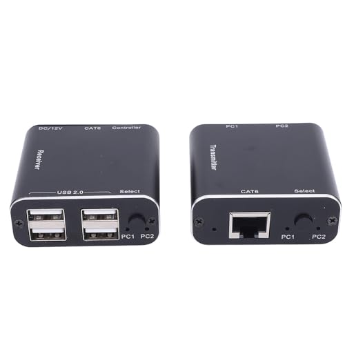 ASHATA USB Extender über Cat5e/6/7, 164 Fuß/50 M, 4 USB 2.0 Anschlüsse, Switch Extender, Long Range Extender, Plug and Play, Unterstützt Alle Betriebssysteme, Tastaturen und Mäuse von ASHATA