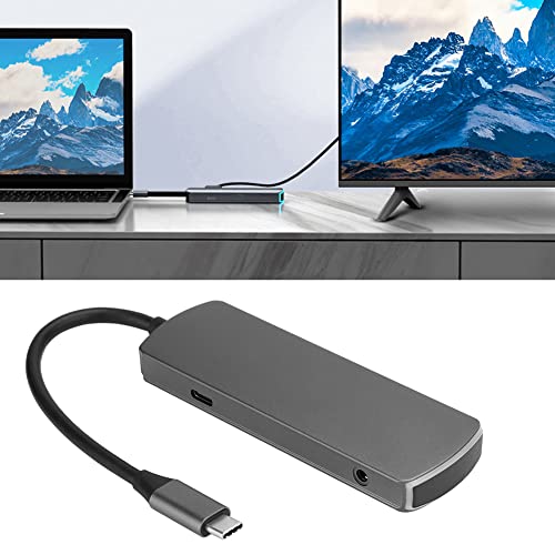 ASHATA USB HUB, 6-in-1-Multifunktions-HD-Dockingstation Typ C zu USB3.1-Hub mit PD-Aufladung, USB C-Hub mit USB 3.0 X 3, X 1, PD X 1 und 3,5 MmAudio X 1 von ASHATA