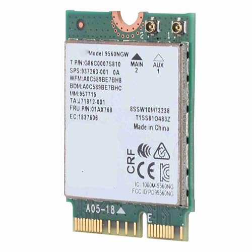 ASHATA WLAN Netzwerk Karte,PCIe-Karte Drahtloser Dual Band 2,4 G+5 G PCI-E Express Adapter,1.73Gbps Bluetooth 5.0 + Wi-Fi NGFF Wireless WiFi Card für 9560AC 9560NGW von ASHATA