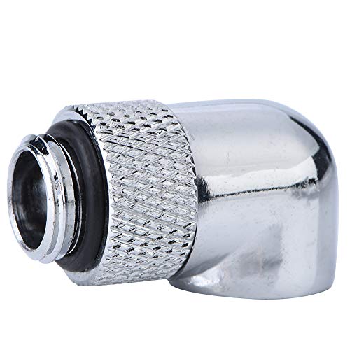 ASHATA Wasserkühlungsanschluss, Rohranschluss 90-Winkel-Drehrohranschluss PC Wasserkühlung G1 / 4-Gewindebogenverbinder (Silber) von ASHATA