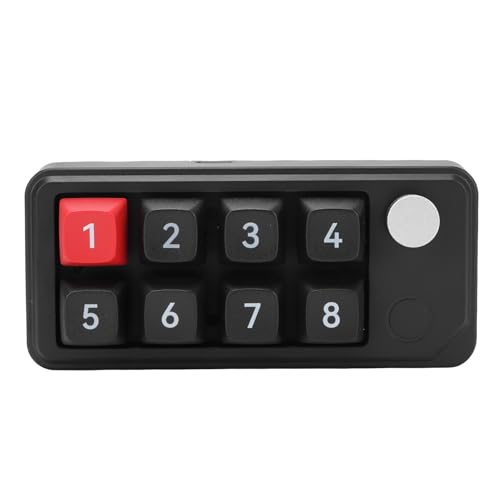 ASHATA Wired USB C Numerische Tastatur, Programmierbare Makro Tastatur, 8 Tasten Typ C Number Pad mit Knob, Schwimmendes Fenster Benutzerdefinierte Kopieren von Verknüpfungen Einfügen, (Black) von ASHATA