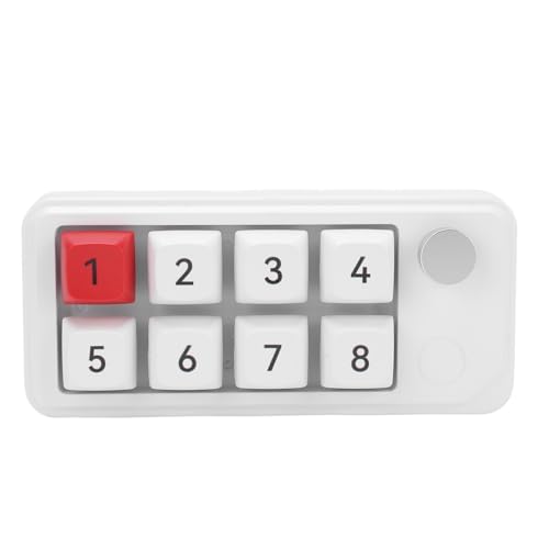 ASHATA Wired USB C Numerische Tastatur, Programmierbare Makro Tastatur, 8 Tasten Typ C Number Pad mit Knob, Schwimmendes Fenster Benutzerdefinierte Kopieren von Verknüpfungen Einfügen, (White) von ASHATA
