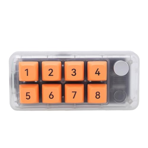 ASHATA Wired USB C Numerische Tastatur, Programmierbare Makro Tastatur, 8 Tasten Typ C Number Pad mit Knob, Schwimmendes Fenster Benutzerdefinierte Kopieren von Verknüpfungen Einfügen, (Transparent) von ASHATA