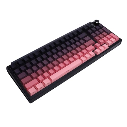 ASHATA Wireless Mechanischer Tastatur, 5.0 2.4g Wired USB C 85 Tasten Compact RGB Backligit Gaming -Tastatur mit Heißen Optischen Schalter für PC (Farbverlauf rosa) von ASHATA