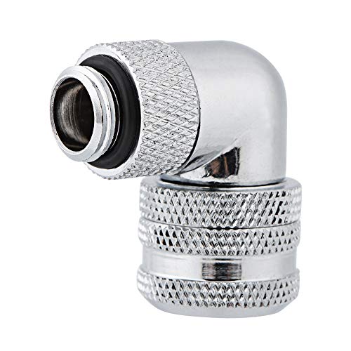 G1 / 4 Gewinde Winkeladapter,ASHATA PC Wasserkühlung Messing 90 Grad Winkel Drehrohrverschraubung Fitting Verbinder Adapter für 14mm Außendurchmesser PC Wasserkühlung (Silver) von ASHATA