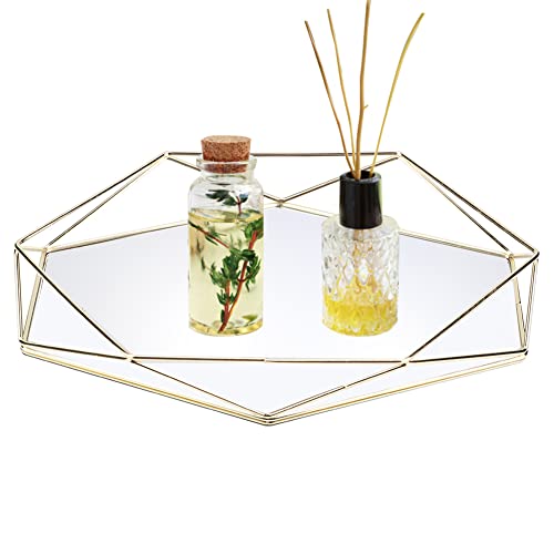 ASHATA Nachttisch Dekor Gold Spiegel Tablett, dekorative Tablett, für Schlafzimmer für Badezimmer(Golden) von ASHATA