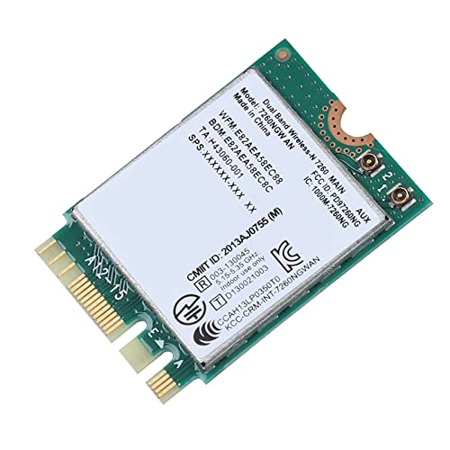 Netzwerkkarte, 2.4G/5G Bluetooth 4.0 Wireless-WiFi-Karte mit NGFF M2-Schnittstelle, für Intel 7260NGW AN 2.4G/5G Bluetooth 4.0-Netzwerkkarte WiFi-Karte Wireless-Karte von ASHATA