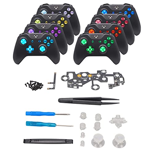 ASHATA Reparaturset für Xbox One Controller, Multifunktionaler Mehrfarbiger LED-Lichtknopf für Xbox One S Controller Schraubendreher, Schraube, Pinzette, Knopfschlüssel, für Xbox One Joystick-Ersatz von ASHATA