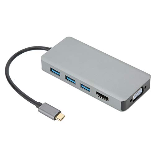 USB-C-Hub-Multiport-Adapter, VGA-Konverter vom Typ C zum HDMI-Kabel, tragbarer Dongle aus Aluminiumlegierung, mit 4K-HDMI-Ausgang, 3 USB-Anschlüssen für HDMI-fähige Fernseher, Monitore, Projektoren un von ASHATA