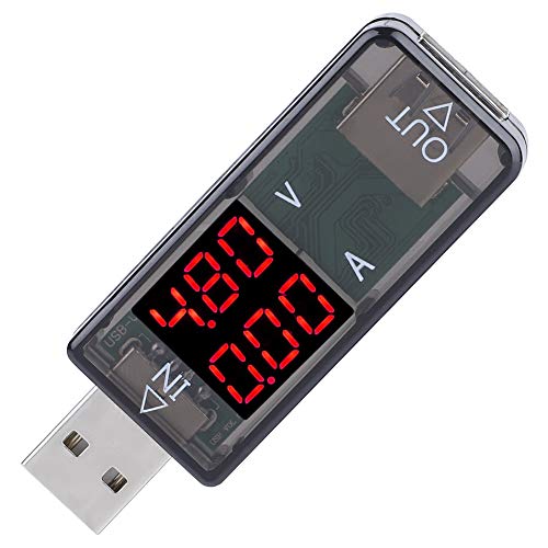 USB-Farb-LCD-Voltmeter Amperemeter Strommesser Multimeter-Ladegerät USB-Tester, USB-Tester Spannungsstrom-Leistungsmesser, Klein, Tragbar Zum Tragen, (Schwarz) von ASHATA