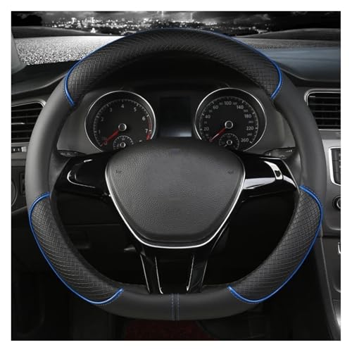 ASHILD Auto-Lenkradbezug Für Hyundai Für Tucson Ⅰ2004-2010 Ultradünner Schweißabsorbierender Komfort-Lenkradbezug Aus Kohlefaserleder(Blackblue,D) von ASHILD