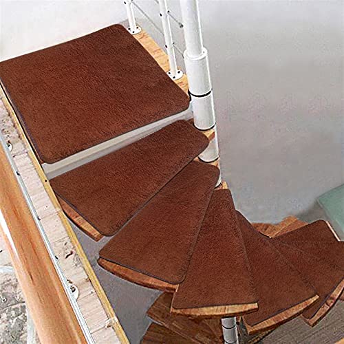 ASHILD Treppenstufenmatten für geschwungene Treppen, Links/rechts abbiegen, Rutschfester Wendeltreppen-Teppich, drehbare Treppenmatten, Treppenpolster-Teppich, Selbstklebende Abdeckung, 1 Stück von ASHILD