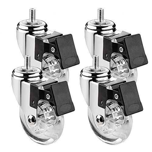 Ein Satz von 4 Lenkrollen für Möbel, Ø 75 mm, mit Gewindestiften M8 x 15, M10 x 15 und Kugellagern, transparente Gummi-Lenkrollen, Transportrollen (Größe: 3 Zoll-M10 x 15 mm, Farbe: 4). von ASHILD