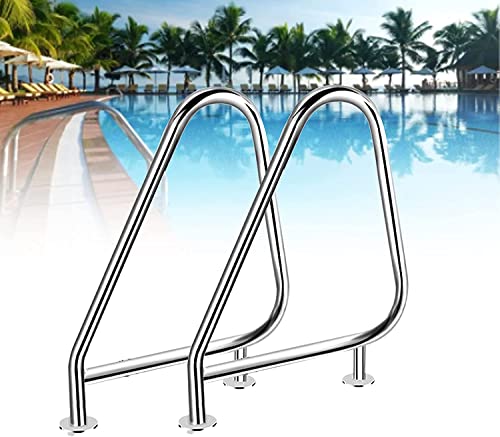 Schwimmbadhandläufe, einfach zu installierende Handläufe aus Edelstahl 304, Treppenhandläufe für den Einstieg in den Pool, Poolhandläufe für SPA, Wasserpark (Größe: 2 Stück) von ASHILD