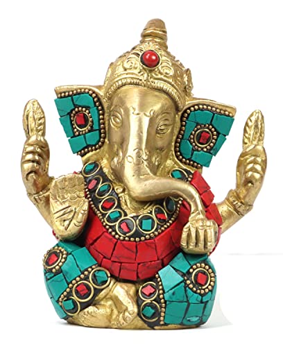 ASHIRWAD Messing Lord Ganesha Idol Statue für Zuhause Hindu-Gott Ganpati Bappa Vinayaka Murti (Ganesh-01) von ASHIRWAD