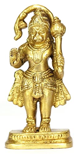 ASHIRWAD Messingstatue des Herrn Hanuman Anjaneya Pavan Putra Bajrangbali Murti Idol sitzend stehend (Hanuman ji-2) von ASHIRWAD