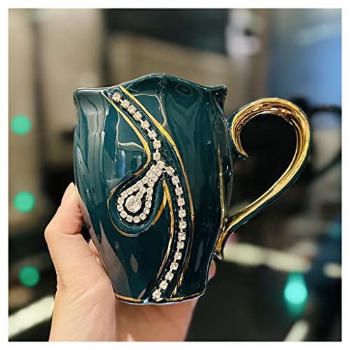Englische Teetassen Frühstückstasse Kaffeetasse Keramik Teetasse Kaffeetassen mit Löffel Kaffee Milch Tee Tassen Büro Reise Tasse Geschenk for Frauen, 300ml / 10 oz Teetasse(C) von ASHSDI