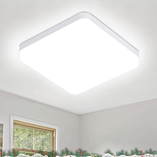 ASHUAQI LED Deckenleuchte, 36W 5000K 4600LM Superhell Kaltweiß IP44 Wasserdicht Deckenlampe Badezimmer, Quadratisch Lampe für ‎Schlafzimmer Flur Küche Wohnzimmer Balkon, Ø23cm von ASHUAQI