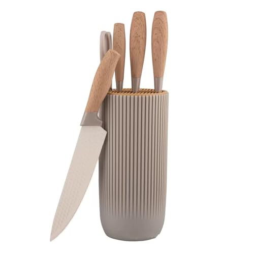 ASIAD Kochmesser-Set mit Block, 6-teiliges Küchenmesser-Set mit scharfen Klingen, professionelles Messerset mit ergonomischem Griff, Antihaft-Messerblock-Set aus Edelstahl,Grau ASIAD Kochmesser-Set mit Block, 6-teiliges Küchenmesser-Set mit scharfen Klingen, professionelles Messerset mit ergonomischem Griff, Antihaft-Messerblock-Set aus Edelstahl,Grau von ASIAD