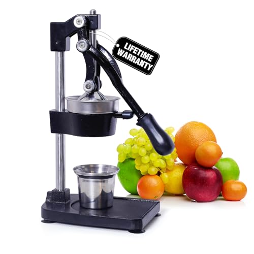 Manuelle Zitruspresse, kommerzielle Handpresse, robuste Arbeitsplattenpresse für frischen Orangen-Zitronensaft, einfach zu bedienen und zu reinigen (schwarz) von ASIALEO