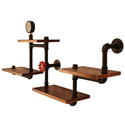 Wandregal metall wandregal holz wandregal schwarz Wandregal Wand Schwimmdock Regale Schweberegale Retro Industrie Dekoration Raum Bar Bar Schlafzimmer Wandhalter-Metall + Holz Board Wohnzimmer Bücherr von ASIER