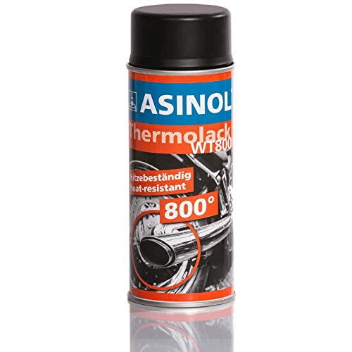 ASINOL Profi-Auspufflack Schwarz Matt | 800°C | 400ml Dose | Langlebig & Wetterfest | Ofenlack | Grill von ASINOL