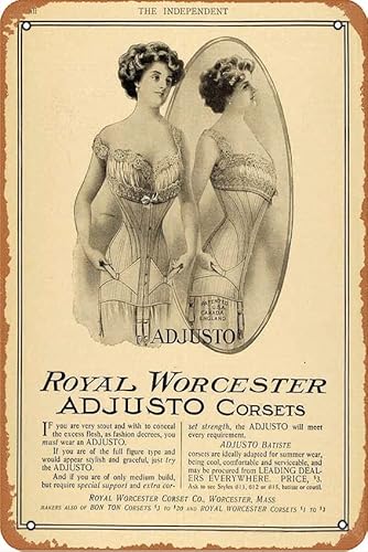 1909 Ad Royal Worcester Korsett Truhe Kleidung Zubehör Massachusetts TIN4 Retro Stil Metall Blechschild Home Cafe Bar Pub Wanddekoration Metallposter 20,3 x 30,5 cm von ASIOADWNA