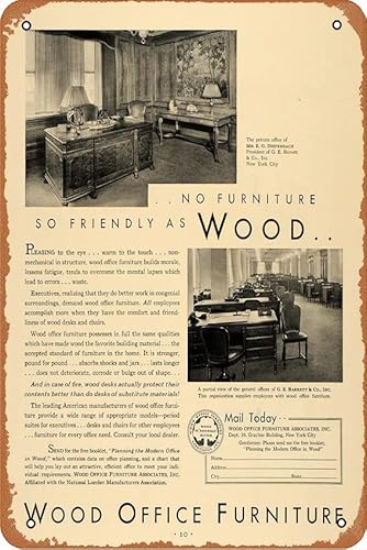 1930 Ad Wood Büromöbel G E Barrett New York – Original Werbung F3A Retro Stil Metall Blechschild Home Cafe Bar Pub Wanddekoration Metall Poster 20,3 x 30,5 cm von ASIOADWNA