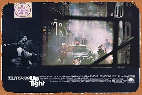 Blechschild Retro UPTIGHT Original Lobby-Karte 6 Raymond St. Jacques Jules Dassin Blaxploitation Film Blechschild Poster, Retro Vintage Metall Classic Film- und Fernsehposter Bar Club Film Wandkunst von ASIOADWNA