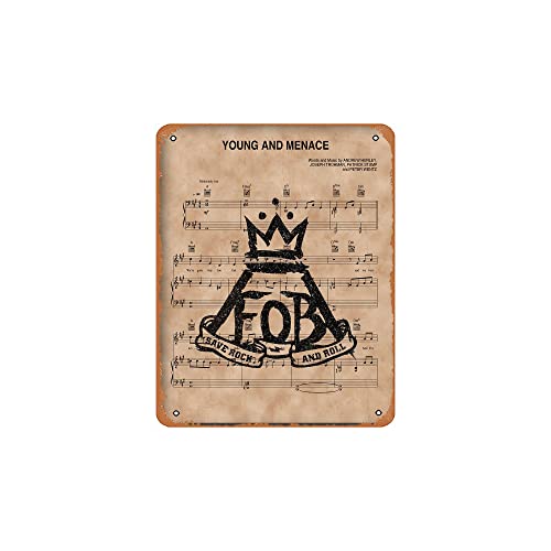 Blechschild Vintage Küchenschilder Wanddekoration Fall Out Boy, Young and Menace Noten Lustige Metall-Blechschilder Bar Dekorationen Kunst Poster 20,3 x 30,5 cm von ASIOADWNA