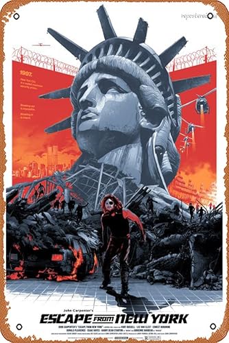 Escape From New York Retro Metallschild Vintage Küche Garage Man Cave Wanddekoration Lustiges Geschenk Bar Dekorationen Kunst Poster Blechschild 20,3 x 30,5 cm von ASIOADWNA