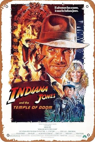 Filmposter Indiana Jones und der Tempel des Untergangs 1984, Metall-Blechschilder, moderne Wanddekoration für Schlafzimmer, Büro, Zuhause, Wand, Zuhause, Zimmer, 20,3 x 30,5 cm von ASIOADWNA