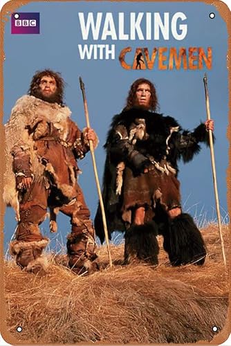 Filmposter "Walking with Cavemen", Retro-Metall-Blechschild, Wandkunst, Metall-Blechschild, Höhle, Bar, Club, Metall-Blechschild, 20,3 x 30,5 cm von ASIOADWNA