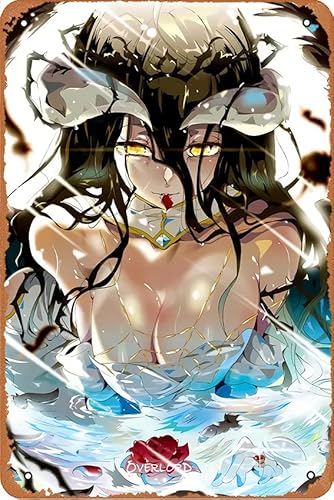 Metall Blechschild Anime Poster Overlord Albedo Poster Manga Poster Wanddekoration Metallschild 20,3 x 30,5 cm von ASIOADWNA