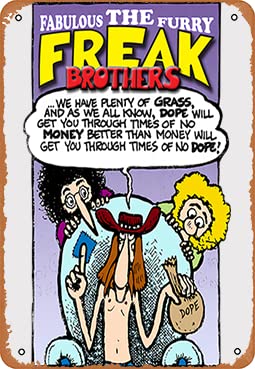Metallschild – Fabulous Furry Freak Brothers Zitat Newss Verkauf Poster Bar Wanddekoration 20,3 x 30,5 cm von ASIOADWNA