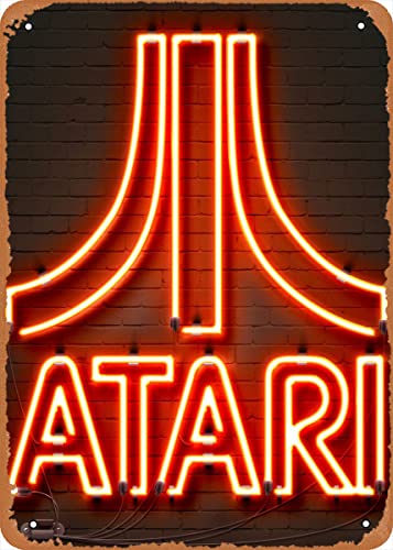 Metallschild – Neonschilder ATARI – 20,3 x 30,5 cm Vintage-Look Blechschild, Bar, Man-Cave-Kunst-Wanddekoration von ASIOADWNA