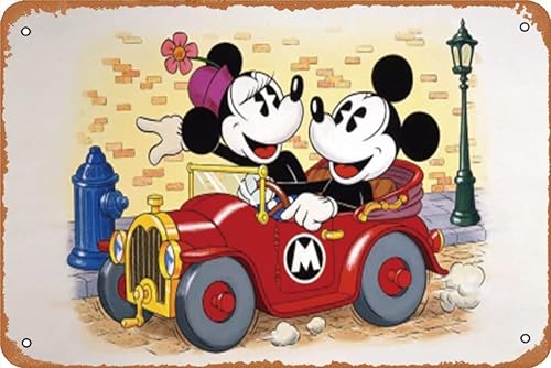 Mickey und Minnie Mouse Vintage Metall Blechschild 30,5 x 20,3 cm Poster Cafe Bar Büro Kunst Wanddekoration von ASIOADWNA