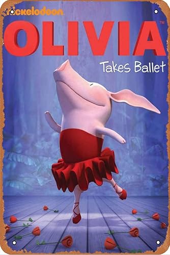 Olivia: Olivia Takes Ballett-Filmposter, Retro-Metall-Blechschild, Wandkunst, Metall-Blechschild, Höhle, Bar, Club, Metall-Blechschild, 20,3 x 30,5 cm von ASIOADWNA