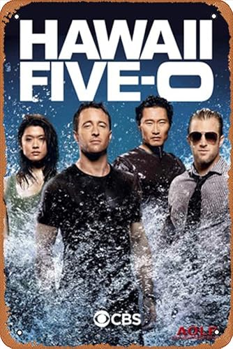 Poster Metall Wand Blechschild Hawaii Five-0 Celebrity Poster TV Film Poster Retro Geschenk Karaoke Man Cave Bars Cafes Dekor Vintage Kunst Dekorationen Metallschilder 20,3 x 30,5 cm von ASIOADWNA