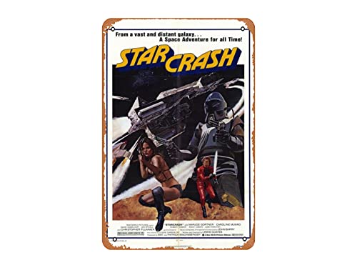Retro-Blechschild Filmtickets Star Crash Movie Vintage Blechschild Küche Garage Man Cave Wanddekoration Lustiges Karaoke Geschenk Bar TV Drama Dekorationen Kunstposter 20,3 x 30,5 cm von ASIOADWNA