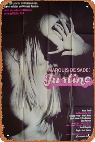 Retro-Film-Metallschild, Marquis de Sade's Justine, Filmschild, Kunst, niedliches Schild, Wanddekoration, Poster, Zuhause, Schlafzimmer, Küche, Bar, Zuhause, Café, 20,3 x 30,5 cm Blechschild. von ASIOADWNA